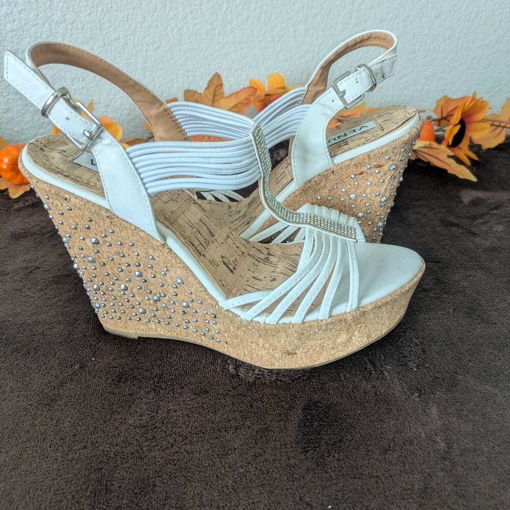 Venus Strappy Embellished Wedge Sandals Size 8 -  NWOT